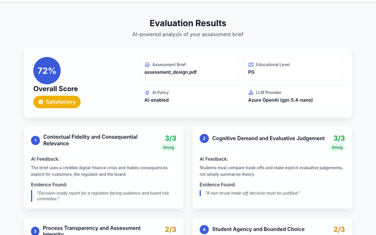Evaluation results shown inside the Studio